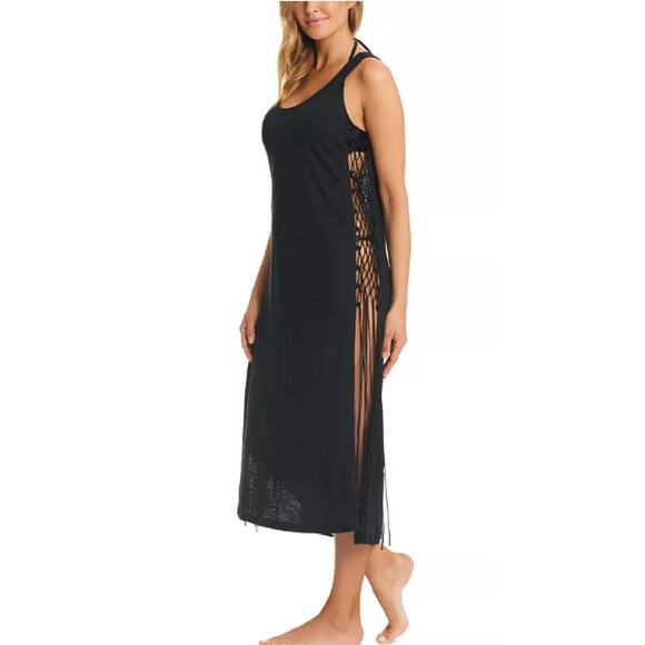 Red Carter Other - Red Carter Cotton Open Side Swimsuit Coverup Dress Large Black Midi Beach Swim